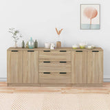 3 Piece Sideboards White Engineered Wood