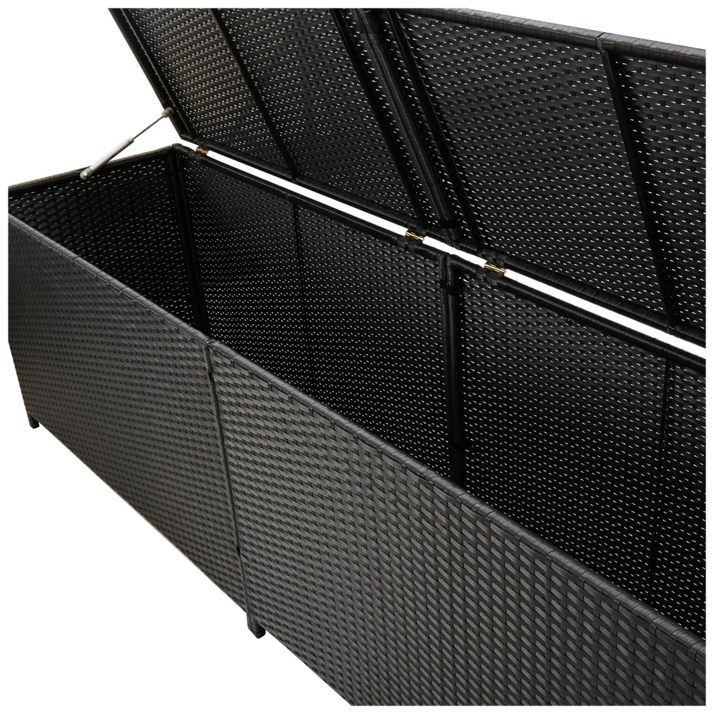 Garden Storage Box Poly Rattan 200x50x60 cm Black