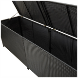 Garden Storage Box Poly Rattan 200x50x60 cm Black