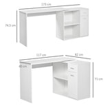 Computer Desk, L-Shaped, 360� Rotating-White