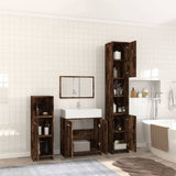 4 Piece Bathroom Furniture Set Smoked Oak Engineered Wood