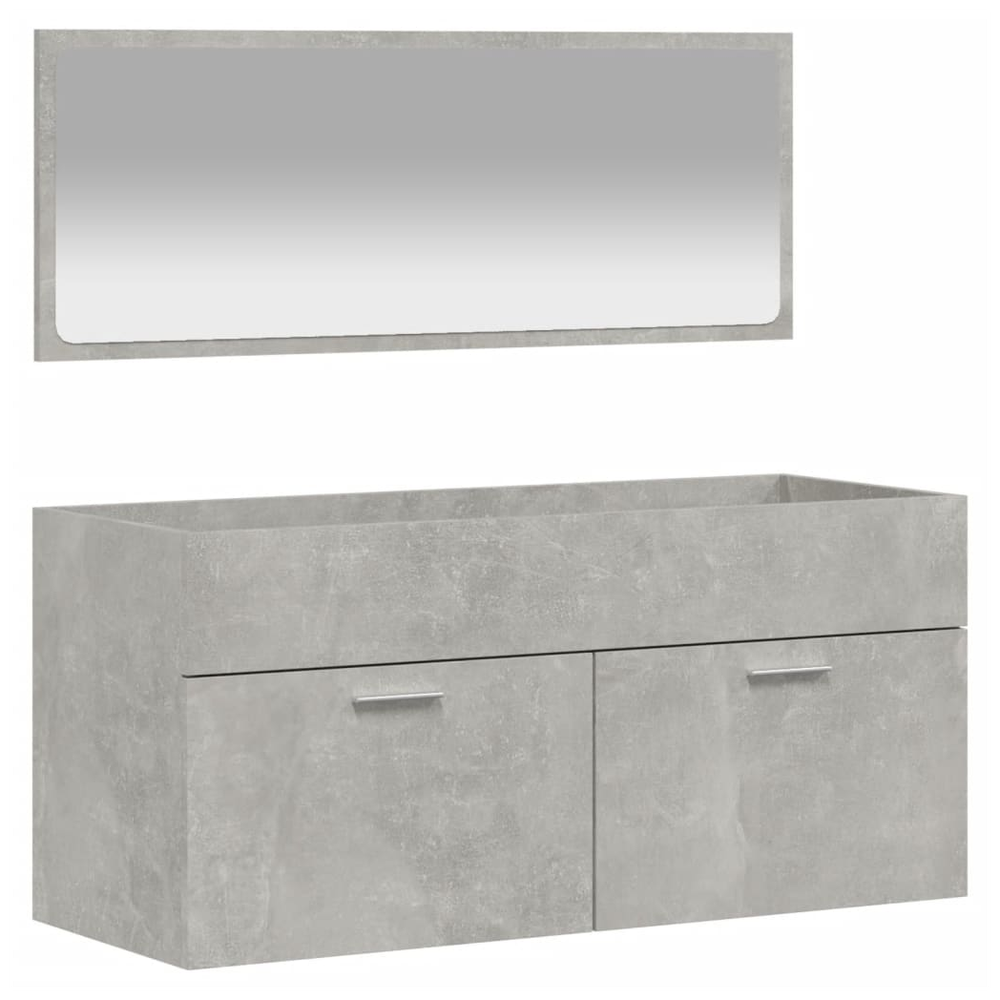 Bathroom Cabinet with Mirror Concrete Grey Engineered Wood