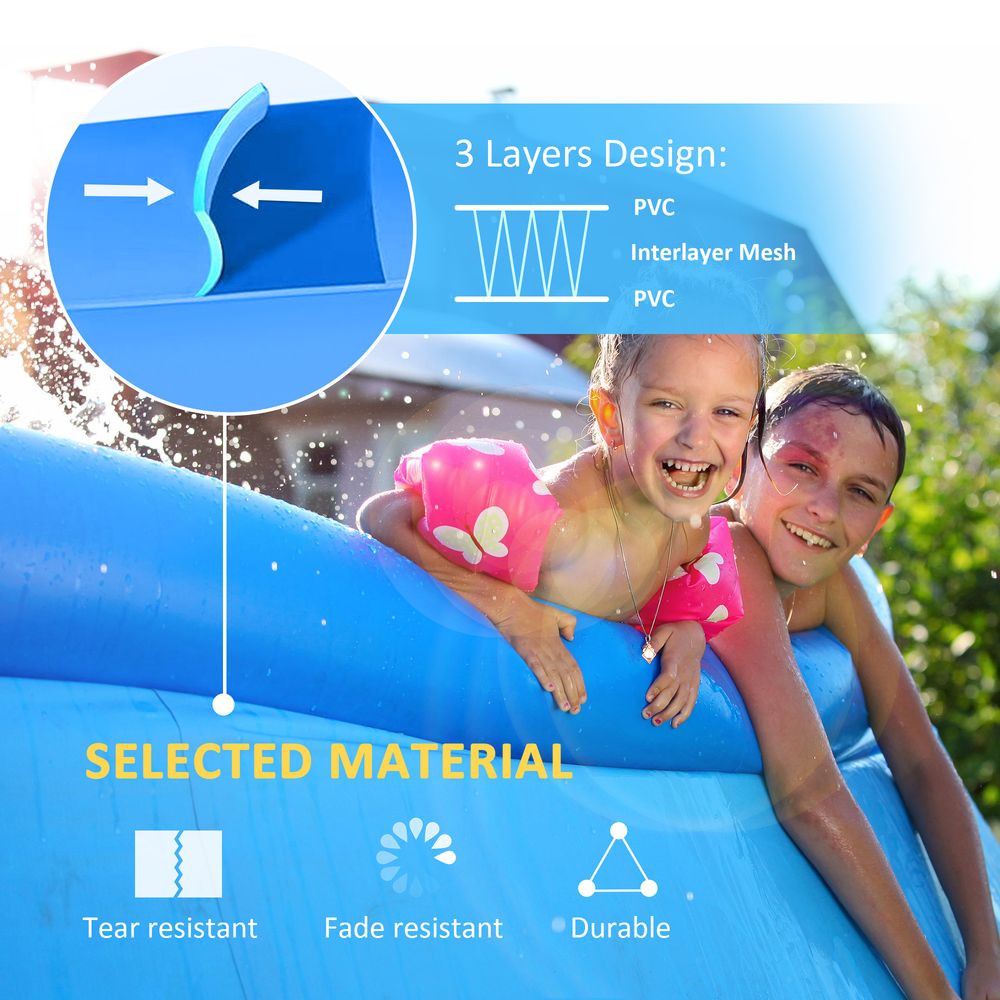 274cmx76cm Round Paddling Inflatable Swimming Pool Family-Sized & Hand Pump Blue