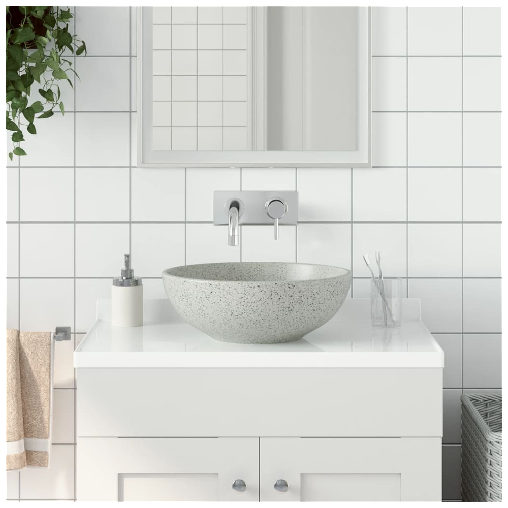 Countertop Basin Grey Round Φ41x14 cm Ceramic