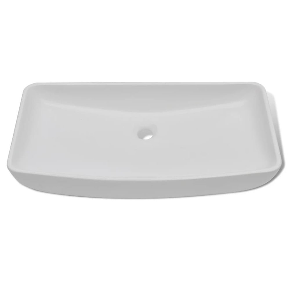 Bathroom Basin with Mixer Tap Ceramic Rectangular White