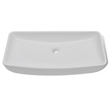 Bathroom Basin with Mixer Tap Ceramic Rectangular White