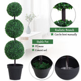 PE Set of 2 Artificial Boxwood Three Balls Topiary Plant Tree's Green