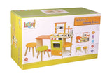 Lelin Wooden Childrens 2 In 1 Kitchen Cooking And Dining Room With Pots & Pans