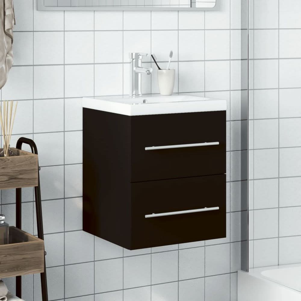 Bathroom Sink Cabinet with Built-in Basin Black