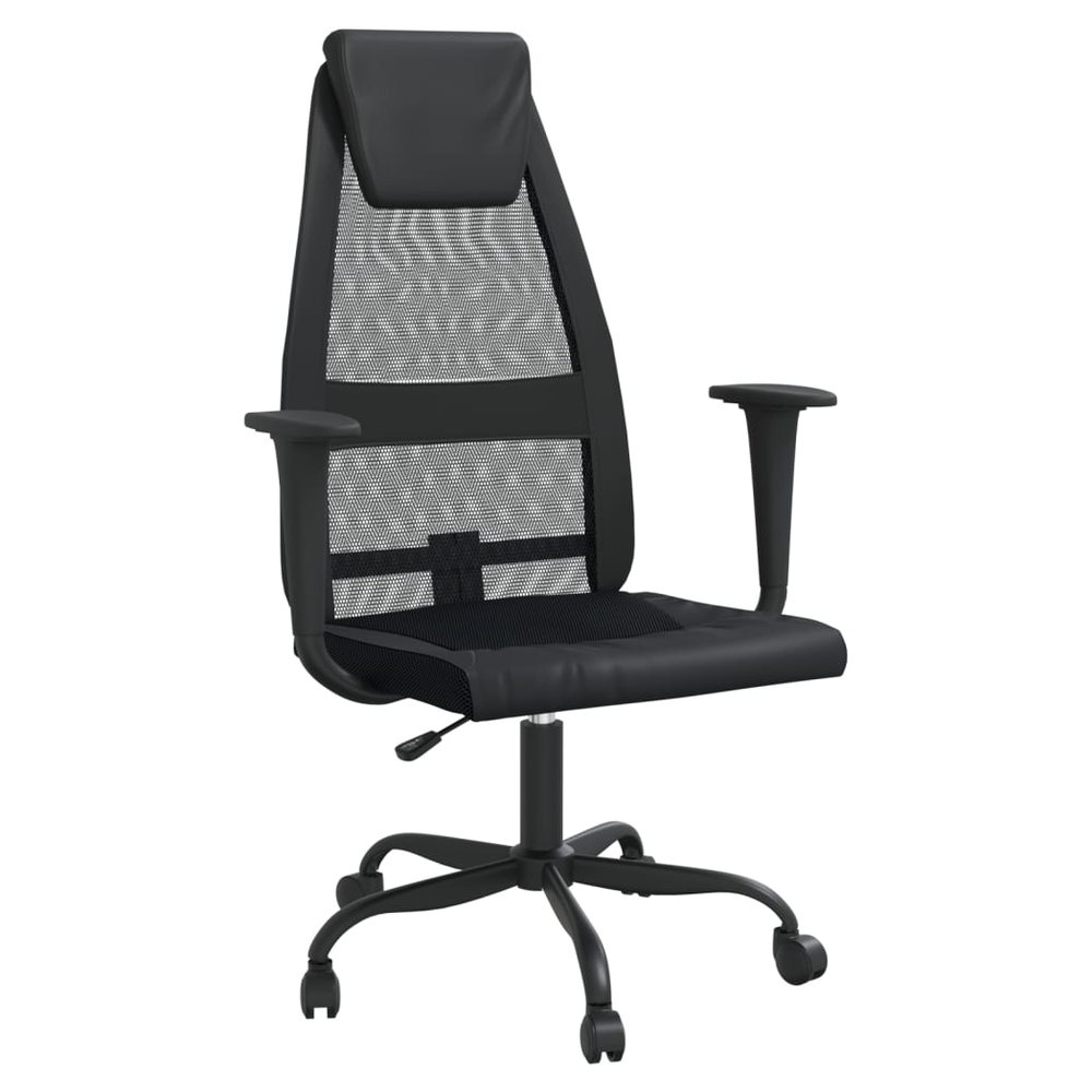 Office Chair Black Mesh Fabric and Faux Leather