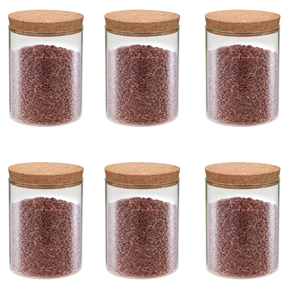 Storage Glass Jars with Cork Lid 6 pcs 650 ml