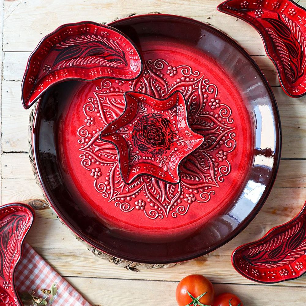 8-in-1 Red Bowls Set for Sharing, Snacks and Breakfast