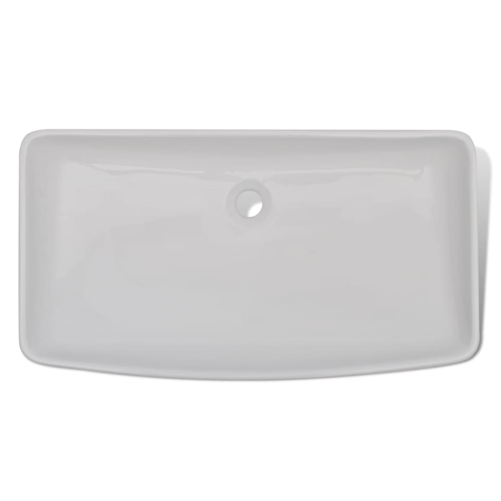 Bathroom Basin with Mixer Tap Ceramic Rectangular White