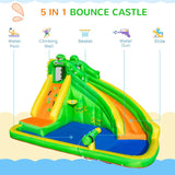 Kids Bouncy Castle with Slide Pool Basket Gun Climbing Wall W/ Blower