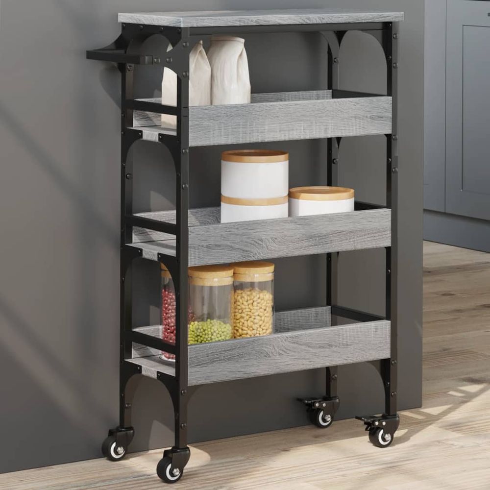 Kitchen Trolley Grey Sonoma 53x20x76 cm Engineered Wood