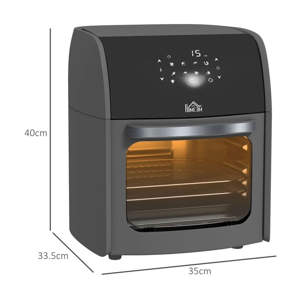 12L Air Fryer Oven with 8 Preset Modes Rapid Air Circulation 1800W Grey