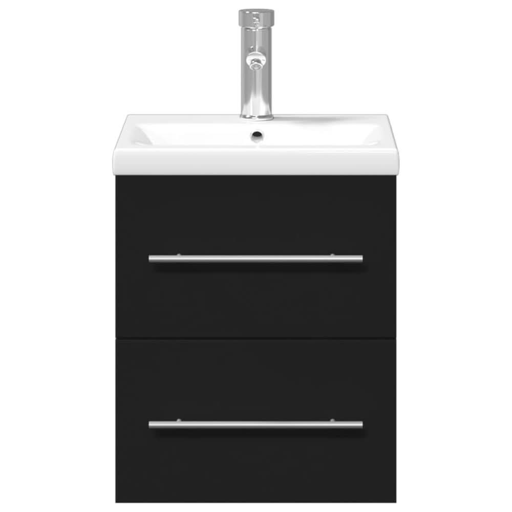 Bathroom Sink Cabinet with Built-in Basin Black