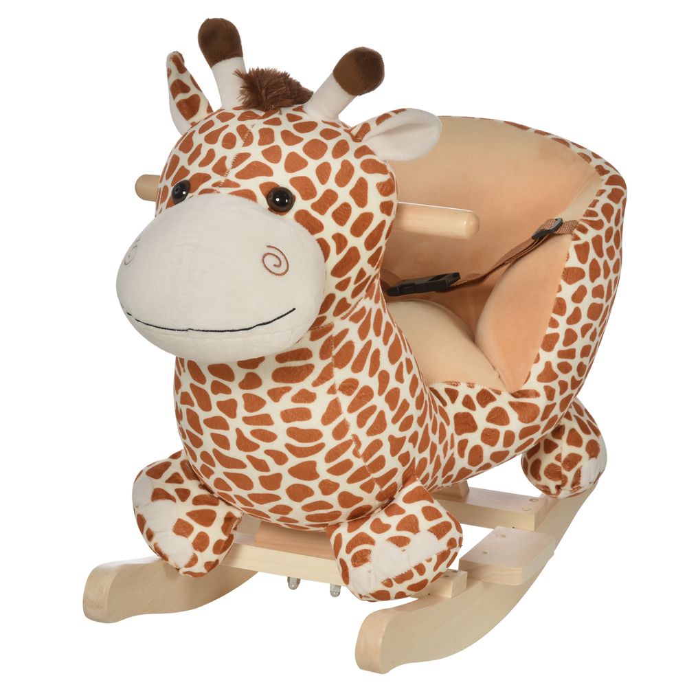 Baby Rocking Horse Kids Ride on Giraffe Plush Toy W/ 32 Song Seat Belt