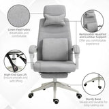 Ergonomic Home Office Chair 360 Swivel with Footrest Height Adjustable Grey