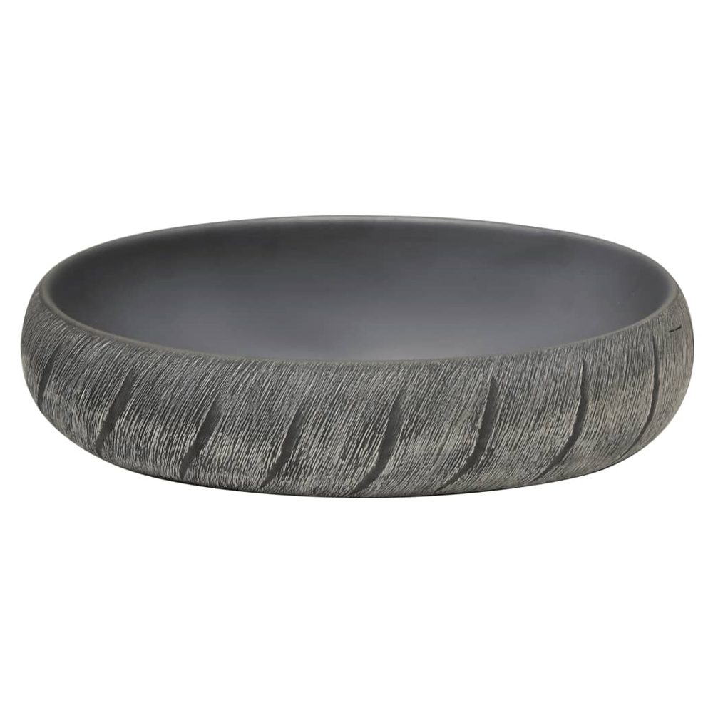 Countertop Basin Black and Grey Oval 59x40x15 cm Ceramic