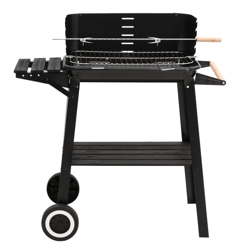 Charcoal BBQ Grill with Wheels Black Steel