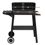 Charcoal BBQ Grill with Wheels Black Steel