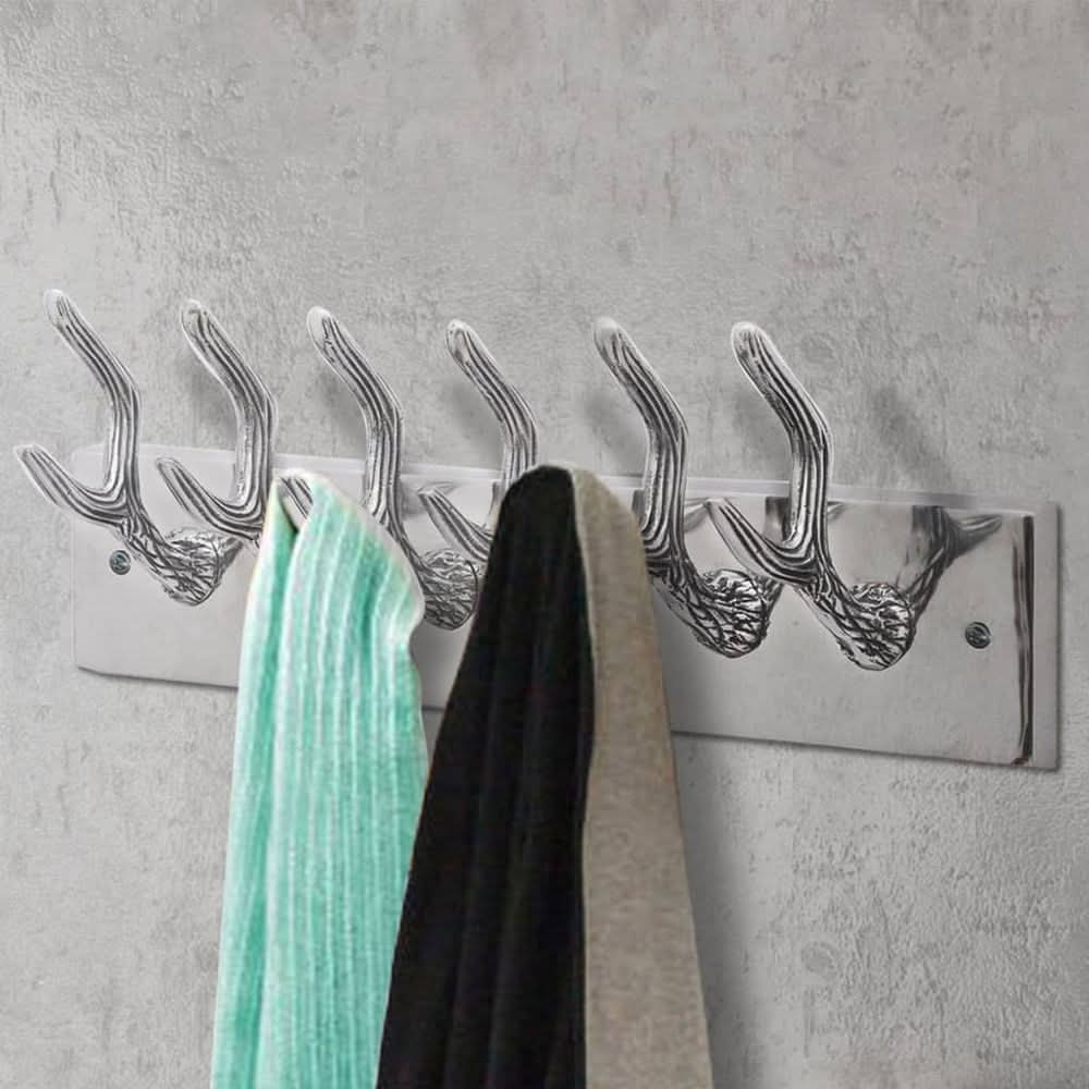 Wardrobe Coat Hooks 2 pcs Silver Aluminium