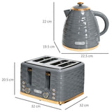 Kettle and Toaster Set 1.7L Rapid Boil Kettle & 4 Slice Toaster Grey