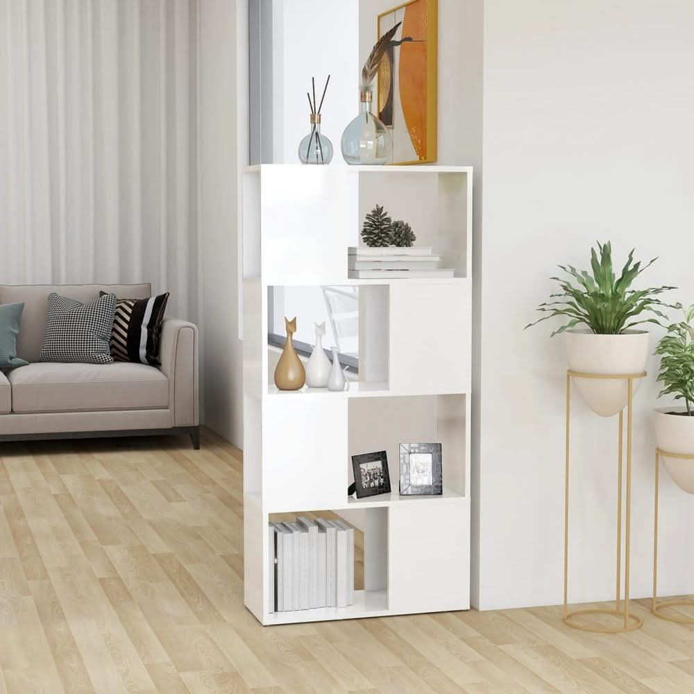 Book Cabinet Room Divider White 60x24x124.5 cm Engineered Wood