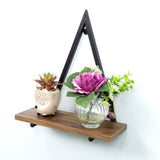 1 Tier Dark OAK Triangle Wall Shelf with Black Metal Frame