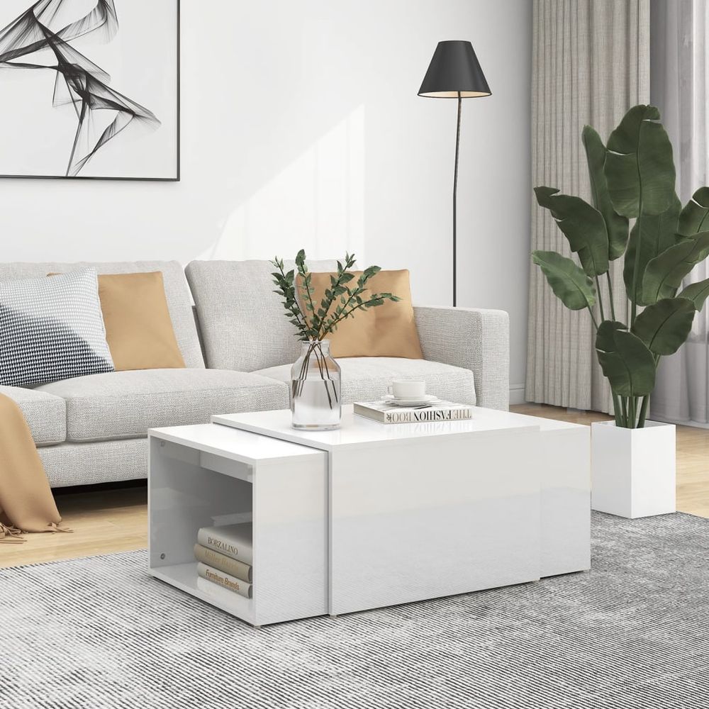 3 Piece Nesting Coffee Table Set  White 60x60x38 cm Engineered Wood