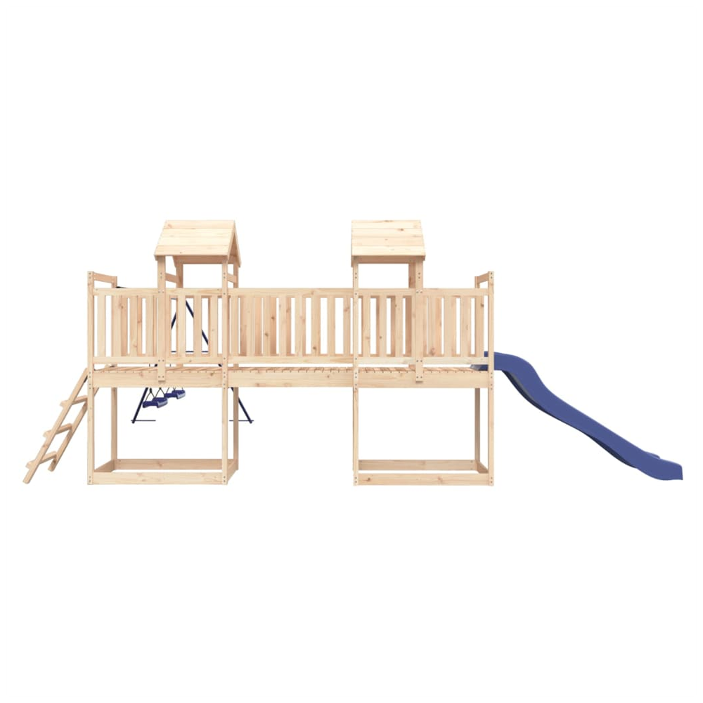 Playhouse with Slide Swings Solid Wood Pine