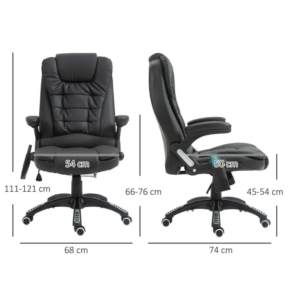 Executive Office Chair with Massage and Heat PU Leather Reclining Chair, Black