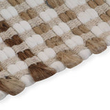 Hand-Woven Jute Bathroom Mat Set Fabric Natural and White