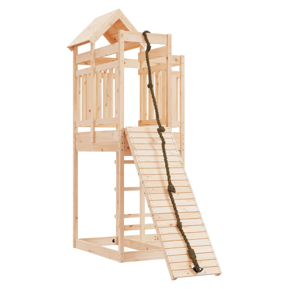 Playhouse with Climbing Wall Solid Wood Pine