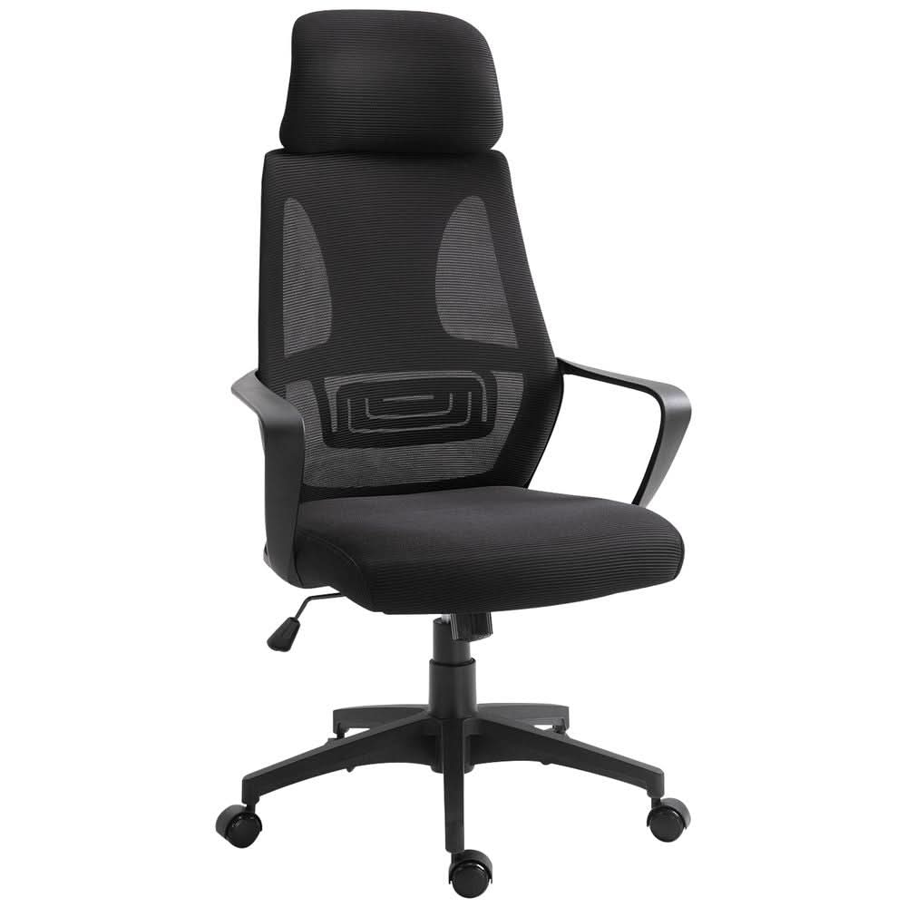 Mesh Back Office Chair w/ Adjustable Height Padded Headrest Black Vinsetto