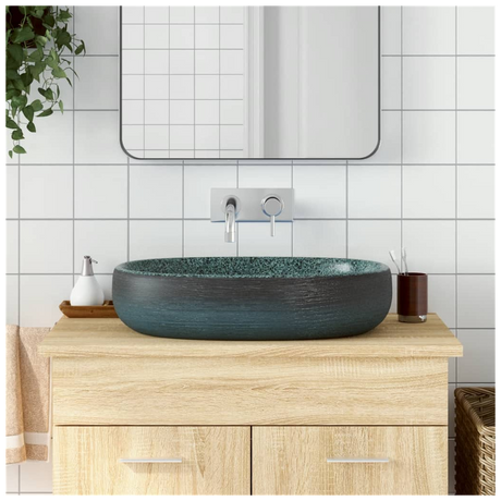 Countertop Basin Turquoise Oval 59x40x14 cm Ceramic