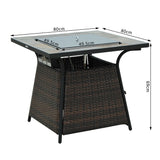 Rattan Fire Pit Square Patio Heater w/ Fire Control Panel for Outdoor