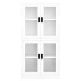 Office Cabinet White 90x40x180 cm Steel and Tempered Glass