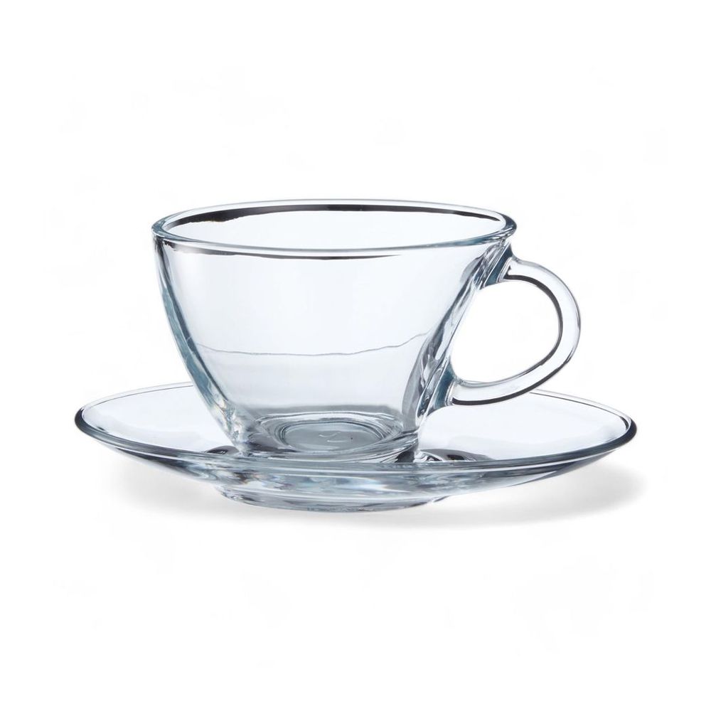 Pasabahce Penguen Cups with Saucers for Tea, Coffee, Cappuccino