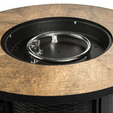 Outdoor Garden Round Gas Fire Pit Table Heater, Lava Rocks & Cover