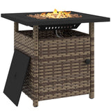 50,000 BTU Rattan Fire Pits for Garden, Propane Fire Pit Table, Black