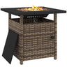 50,000 BTU Rattan Fire Pits for Garden, Propane Fire Pit Table, Black