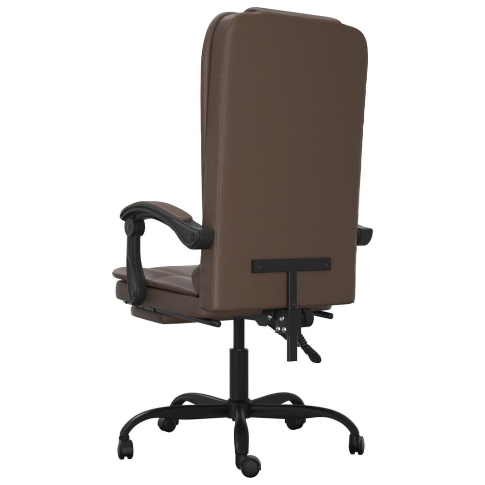 Massage Reclining Office Chair Brown Faux Leather