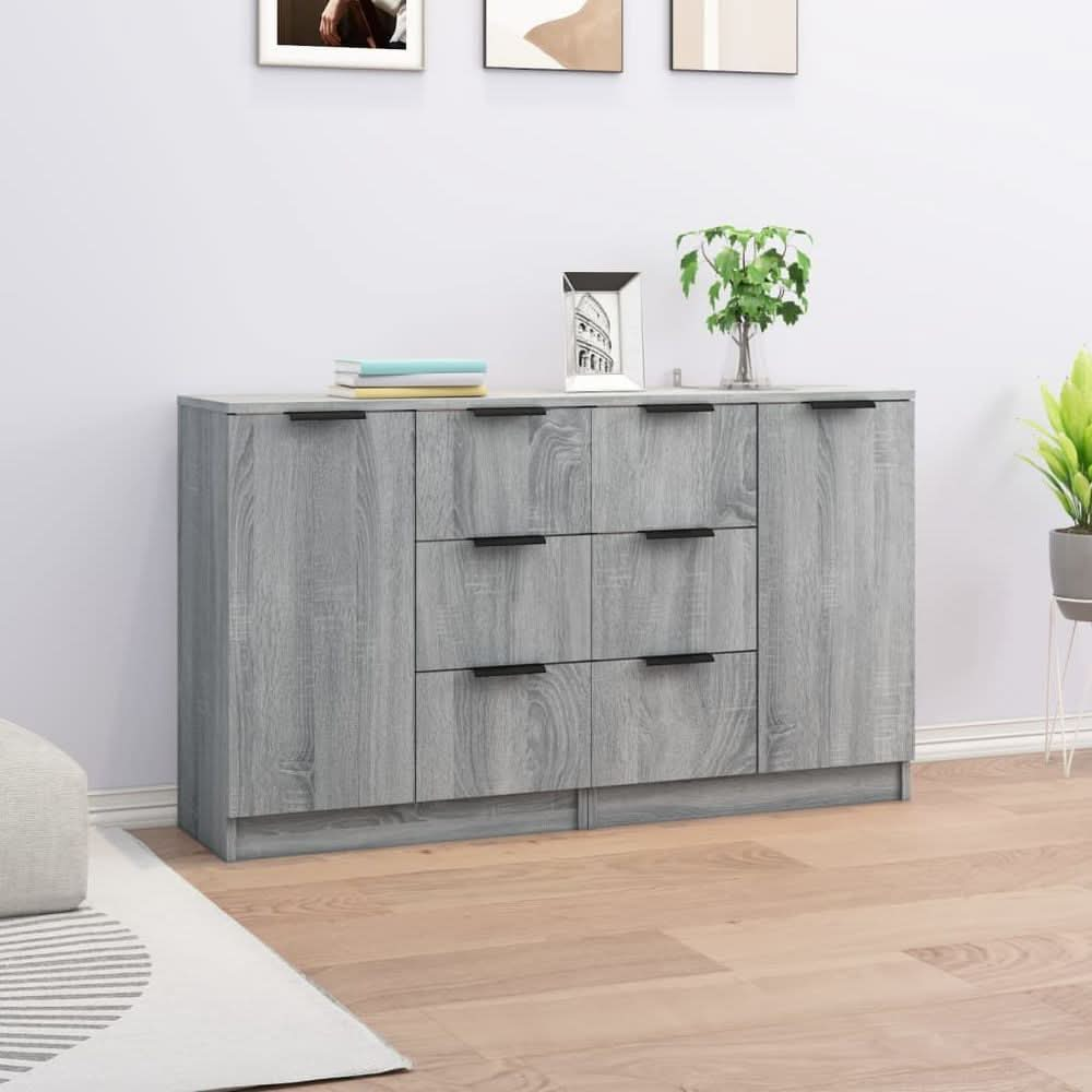 Sideboards 2 pcs Black 60x30x70 cm Engineered Wood