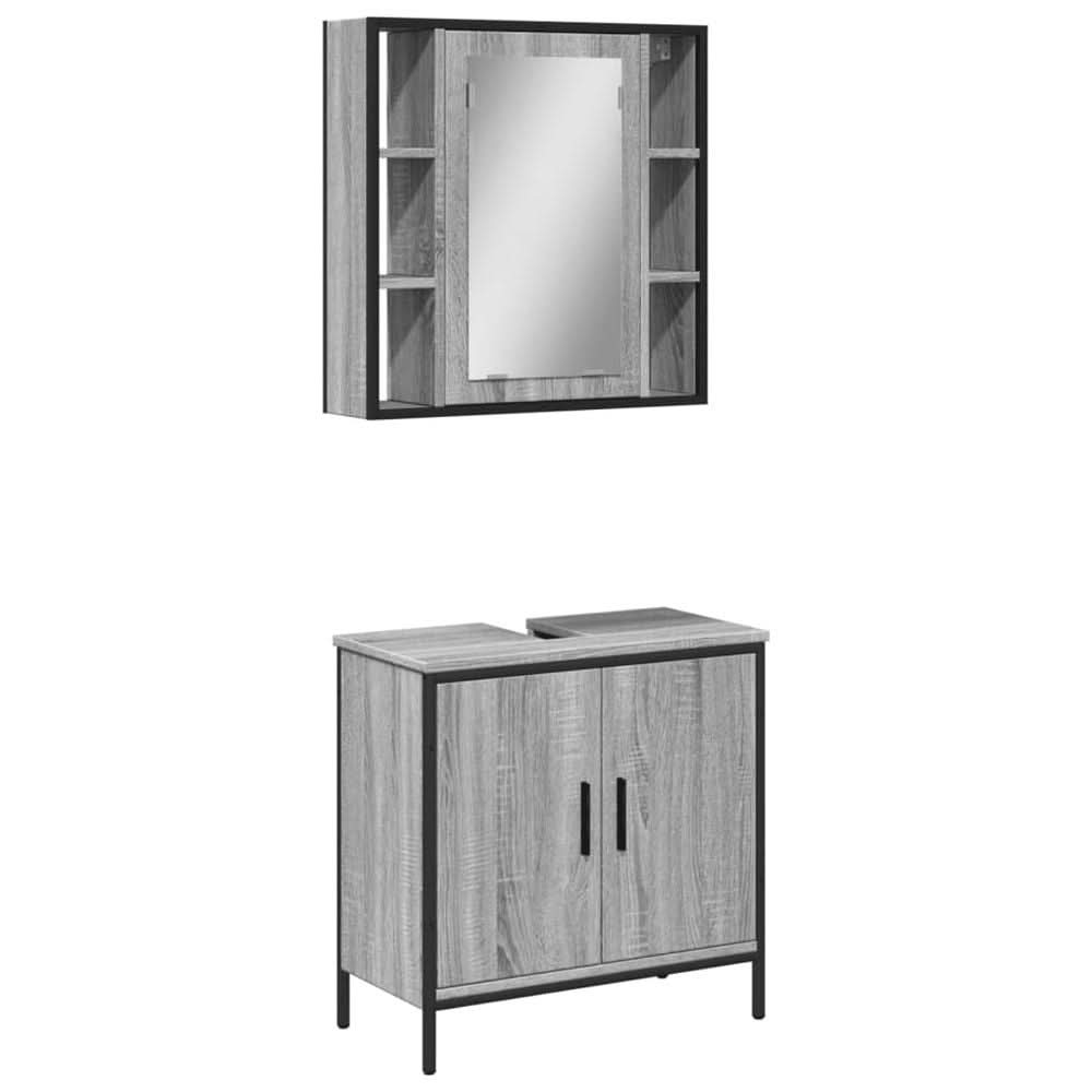 2 Piece Bathroom Furniture Set Grey Sonoma Engineered Wood