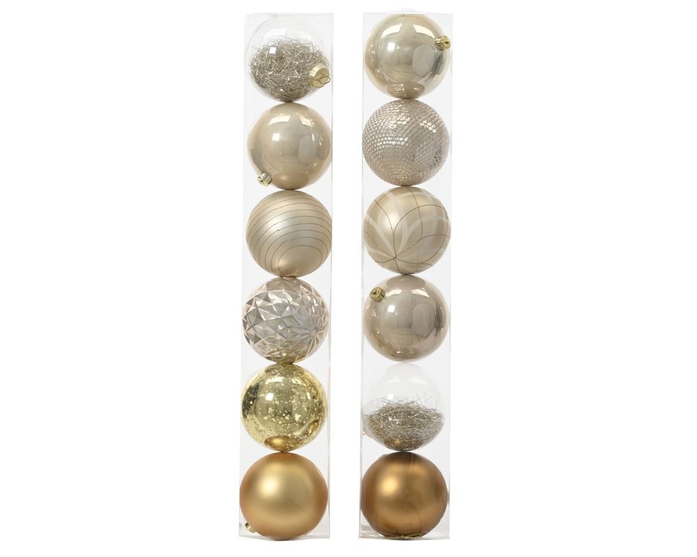 Shatterproof Assorted Design Pearl Bauble Pack of 6 15cm - Christmas