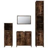 4 Piece Bathroom Furniture Set Smoked Oak Engineered Wood