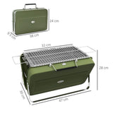 Outsunny Portable BBQ Grill with Suitcase Design for Camping Picnic Party, Green