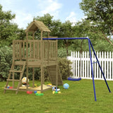 Playhouse with Climbing Wall Swing Solid Wood Pine